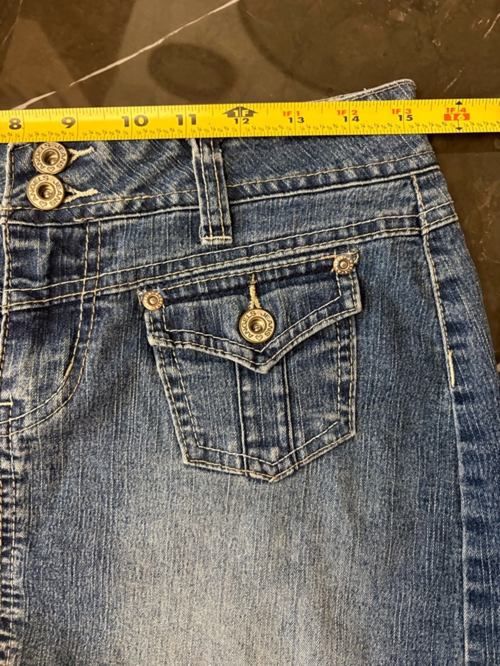 Vintage Y2K Angels Jeans Low Rise Denim Mini Skirt Cargo Flap Pockets Size 5 - Picture 6 of 9